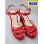 MIUMIU ミュウミュウ ウェッジサンダル 37.5 オープントゥ 中古B+ 【送料無料】 A-9073