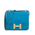 ショッピングエヴァ 【美品】HERMES コンスタンス 24 ショルダーバッグ エヴァーカラー レザー ブルーザンジバル ゴールド金具 ブランドバッグ 3459813h【中古】