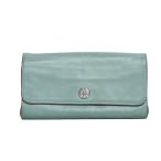 ショッピングHEARTS クロムハーツ CHROME HEARTS JUDY NOVELTY ジュディ ノベルティ クロスボールボタン ブルー グレー レザー 二つ折り 長財布 メンズ ブランド財布 558865m