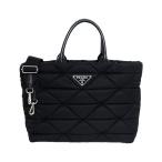 【中古】プラダ ミディアム パデッド Re-Nylon レザー 2WAY トートバッグ ショルダーバッグ 1BG435 レザー ナイロン ブラック 6003819jm-E2