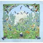 エルメス カレ90 大判スカーフ SICHUAN 四川省 ライトブルー マルチカラー シルク100％ パンダ アニマル 鳥 ブランド小物 HERMES 6020840m【中古】