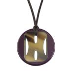 【中古】エルメス バッファローホーン ネックレス パープル ブラウン系 ペンダント カジュアル レディース アクセサリー HERMES 6105319mｍ-M