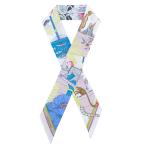 エルメス ツイリー PRECIOUS PARADISE プレシャスパラダイス リボンスカーフ ローズパール ホワイト ブルー シルク100％ ブランド小物 HERMES 6s07215m【中古】