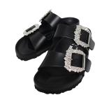 MANOLO BLAHNIK×BIRKENSTOCK Manolo Blahnik Birkenstock есть zo navi ju- пряжка кожа сандалии черный чёрный женский 6s38115m [ б/у ]