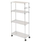 ショッピングワゴン 【在庫有・即納】ドウシシャ スペースラック 4段 20Ｗ ＰＰシート付 棚板耐荷重約30kg キッチンワゴン 隙間収納 キャスター付