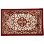 【i】玄関マット 洗える モケット織り 王朝柄 『メンデル』 ワイン 約60×90cm 滑りにくい加工【北海道・沖縄・離島不可】