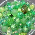 アクリル ビーズ 「ワンコイン500円ぽっきり」「たっぷり人気アクリルビーズミックス『フォレストグリーン』」 約6-14mm 約50g 「福袋」
