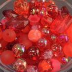 ショッピングぽっきり アクリル ビーズ 「ワンコイン500円ぽっきり」「たっぷり人気アクリルビーズミックス『アップルレッド』」 約6-14mm 約50g 「福袋」