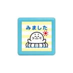 こどものかお ミニ☆ポンスタンプ 浸透印 アザラシ みました ブルー [01] 〔メール便対象〕