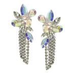 PINK イヤリング P-697 オーロラ×クリスタル 社交ダンス スワロフスキーストーン 輝く 競技 パーティー 舞台 カラオケ ステージ