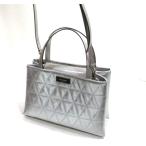 ケイトスペード バッグ トートバッグ 台形 革バッグ 台形バッグ kate spade 2WAYバッグ 美品 光沢 サテン グレー