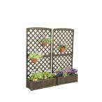 ショッピングラティス リビングアウト(Living Out) プランターラティス 木製 ダークブラウン 幅71.5×奥行30×高さ148cm プランター付きラティスフェンス