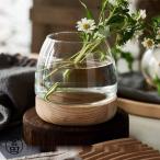 フラワーベース 花瓶 ガラス ガラスベース シンプル おしゃれ 置物 北欧 花器 インテリア雑貨 インテリア 木 ウッド 花 フラワー フラワーグラス 一輪挿し