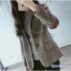 スーツジャケット レディース 秋冬新作 長袖ブレザー チェック柄スーツ 40代 カジュアル テーラードジャケット ショット丈 着痩せ 通勤 オシャレ大人 上品