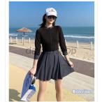  купальный костюм женский One-piece type комбинезон длинный рукав спорт купальный костюм Корея способ 40 плата body type покрытие купальный костюм большой размер симпатичный плавание одежда горячие источники мама купальный костюм 