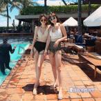 ビキニ レディース 水着 上下セット スイムウェア ホルターネック フェミニン ビーチウェア カップ付き 水泳服 セパレート ２点セット タンキニ