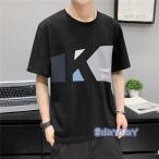 クルーネック メンズ 黒 トップス 白 プリントTシャツ ロゴプリント 英文字 カジュアル 半袖Tシャツ 半そでTシャツ 綿Tシャツ Tシャツ 春夏