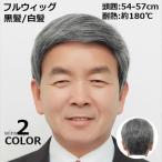 フルウィッグ かつら メンズ 男性用 お年寄り用 中高年 白髪 ブラック 黒 ナチュラル 自然 ミディアムショート ストレート