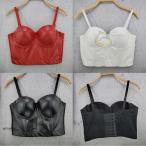 レディースレザービスチェナイトクラブ演出パーティーPU革ブラトップキャミソールタンクトップイベントダンス衣装ベアトップスブラジャー 卒業式