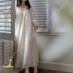 レディース ワンピース 綿 春 夏 秋 長袖 ルームウェア ロング おしゃれ かわいい ネグリジェ 女性 ナイトドレス ナイトウェア コットン ロング丈