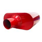 汎用 オーバル ボックス 赤 箱型 マフラー in-out2  アメ車 旧車 ローライダー ホットロッド サイレンサー 中間タイコ フローマスター