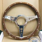 ショッピングウッド カスタム アルミ ビレット クラッシックウッド 丸穴フラット ステアリング ハンドル 9穴 約35φ 14インチ バドニック モトリタ レカラ