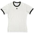 COURREGES クレージュ シグニチャーコントラスト半袖Tシャツ コットン ロゴ VESJTS017JS0070 0098 HERITAGE WHITE/BLACK