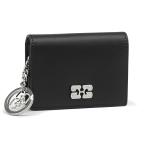 GANNIga колено женский карта держатель черный Ganni Bou Flap Card Holder Strass A6395