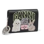 GANNIga колено женский карта держатель черный животное Black Animal GANNI Bou Card Holder With Flap A6776