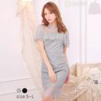 キャバドレス シアーフラワーレース フリルスリーブ ミニドレス