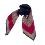 イヴサンローラン Yves Saint Laurent スカーフ 柄 ロゴ シルク ダークレッド ネイビー 送料無料 i0429wq00230 中古 古着 ブランド古着DB