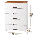 Fits フィッツプラス メッシュ チェスト/FM7505 ホワイト/幅75cm 5段(高さ105cm)