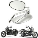10mm 汎用 バイクミラー メッキ オーバル型 オートバイ バックミラー アメリカン クラッシック チョッパー ノスタルジック