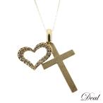 ショッピングハートゴールド K18YG ダイヤモンド 0.14ct クロス ハート ゴールド レディース ネックレス