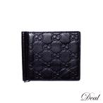 GUCCI Gucci signature Guccisima кожа зажим для денег 170580 черный мужской двойной бумажник 