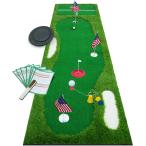 パターマット PLBBJH 2-in-1 Golf Putting Green/Golf Hitting Mat, 10' Golf Practice Chipping Training Pong Games Turf Mat for Men Family Home 輸入品