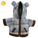 ぬいぐるみ 洋服 パーカー ベア チェックブルー L 秋冬 ベアウェア 着せ替え ぬい服 プレゼント