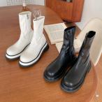 ショートブーツ ワークブーツ サイドジップ フラット レディース ローヒール 黒 白 ブラック ホワイト 歩きやすい 痛くない カジュアル 靴 婦人靴 韓国