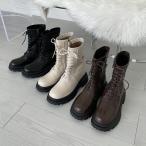 ショートブーツ牛革ワークブーツレースアップトラックソールサイドジップレディ...