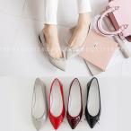 フラットシューズ パンプス リボン レディース バレエシューズ ぺたんこ ペタンコ ポインテッドトゥ  靴 婦人靴 黒 ブラック グレー レッド