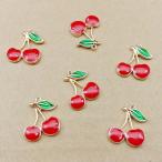さくらんぼ★かわいいアンティークチャーム エナメル サクランボ チェリー