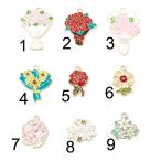 9種類から選べるお花のチャーム★かわいいアンティークチャーム エナメル フラワー バラ ひまわり ユリ あじさい スノーポール