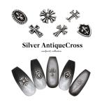 [ кошка pohs бесплатная доставка ] Nailparts серебряный античный Cross детали все 6 вид 5 штук собственный ногти гель ногти 