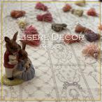 テーブルクロス受注生産　お届けまでに２週間：グレージュのリボン柄テーブルクロス 撥水加工:長方形/正方形/円形:リゼレデコール:Decor CLASSIQUE