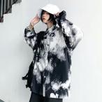 ショッピングダンス 衣装 ヒップホップ 柄シャツ シックなモノクロからの絞り染め長袖シャツ ダンス 衣装 韓国 ヒップホップ レディース