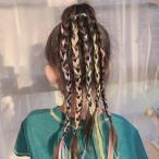 エクステ風 ヘアゴム 5個セット リボン レース カラフル ゴム ダンス キッズ 女の子 子ども用 ファッション 髪型 三つ編み 編み込み セット