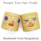ショッピングフェアトレード フェアトレード（ PeopleTree パティ草の小物入れ スマイル/スリープ ）ペン立て 鉢カバー バスケット