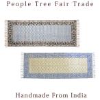 フェアトレード（ PeopleTree 手織りブロックプリントラグマット（中）45×125cm ）キッチンマット 玄関マット 手織り