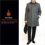 ハリスツイード コート 新品 秋冬 英国 Harris Tweed 灰グレー杢 ヘリンボーン杉綾織 ステンカラーコート