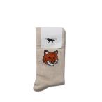 [P10 раз ]FOX HEAD SOCKS - LIGHT BEIGE MELANGE (PM06400KT0010) Maison Kitsune -Women-( mezzo n лисица )
